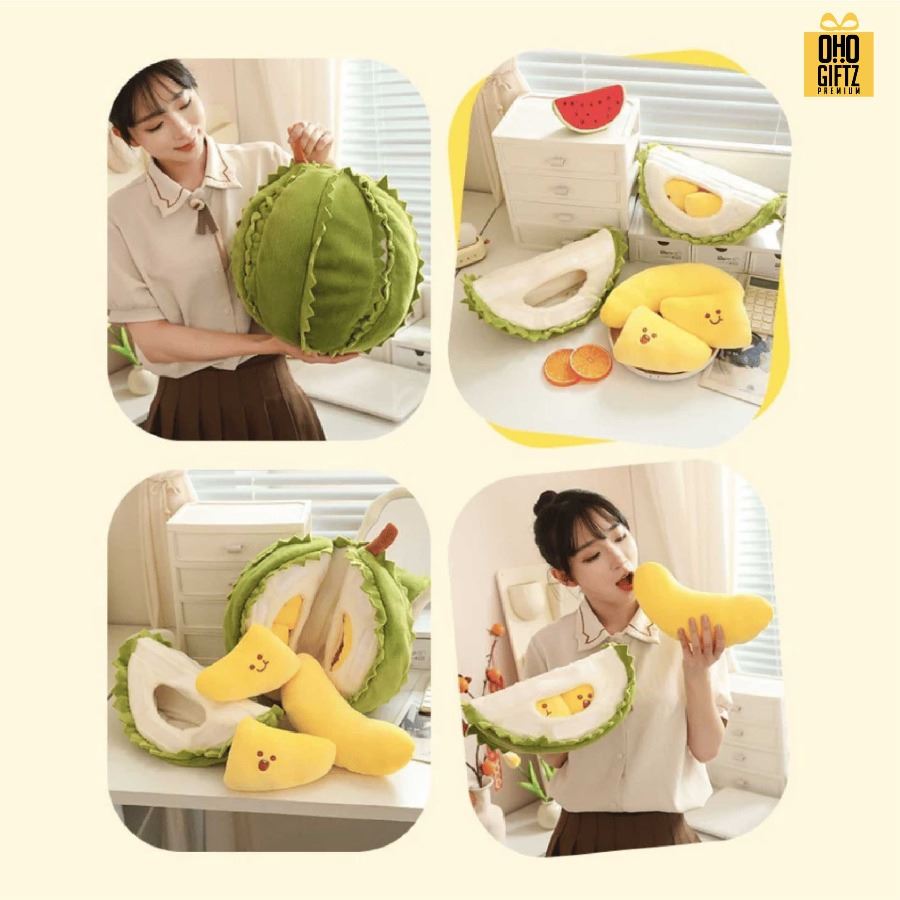 ตุ๊กตาหมอนทุเรียน สกรีนโลโก้ ทำเป็นของพรีเมี่ยมได้ 