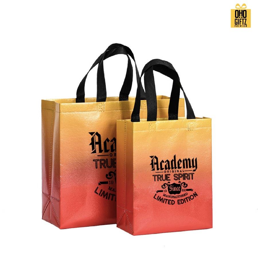 กระเป๋าผ้าสปันบอนด์เคลือบเซอร์เงา สกรีนโลโก้ ทำเป็นของพรีเมี่ยมได้