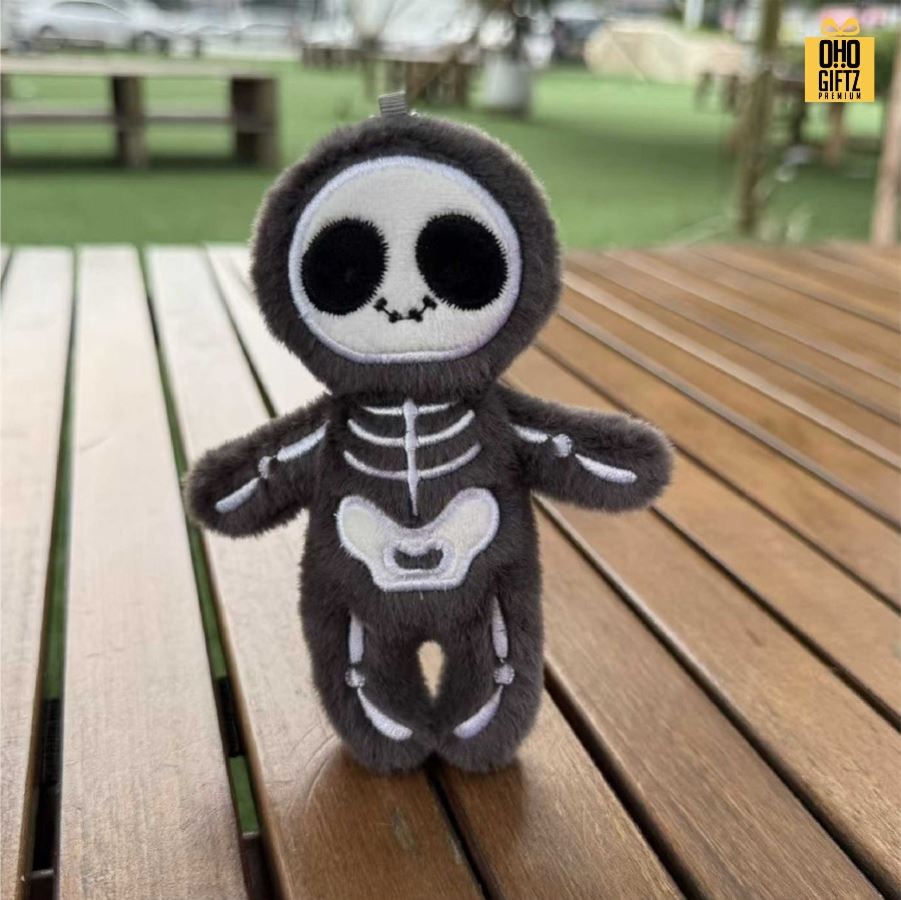 พวงกุญแจตุ๊กตาโครงกระดูกฮาโลวีน สกรีนโลโก้ ทำเป็นของพรีเมี่ยม ของชำร่วยได้