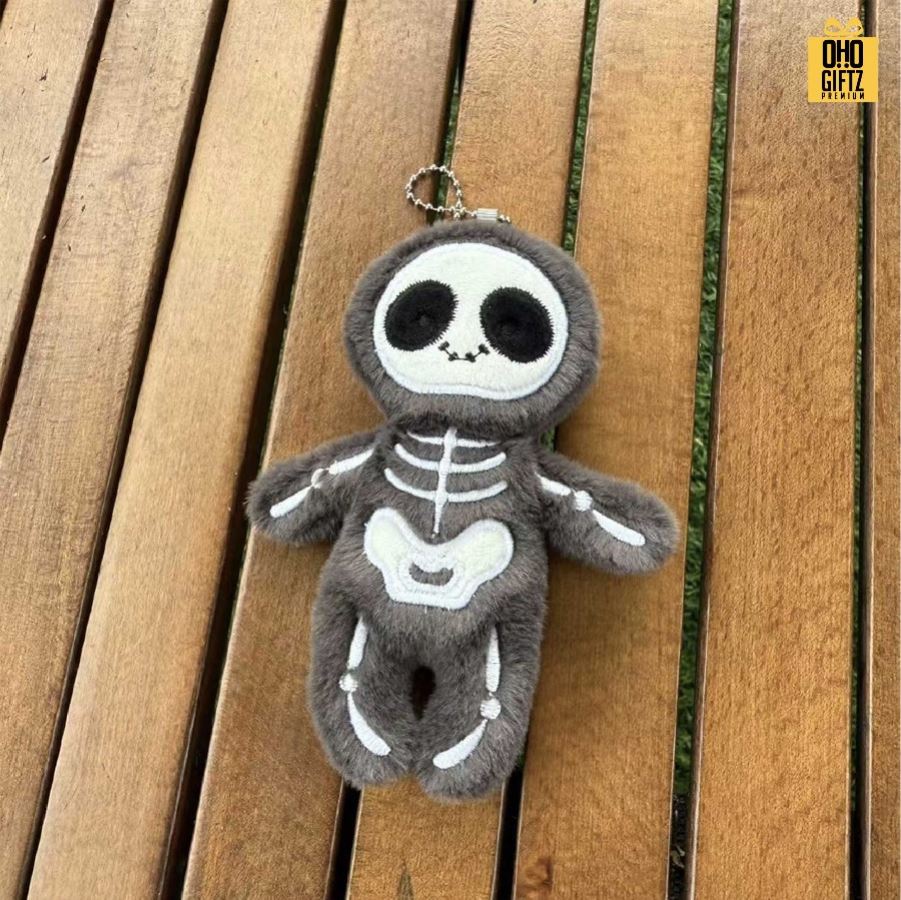 พวงกุญแจตุ๊กตาโครงกระดูกฮาโลวีน สกรีนโลโก้ ทำเป็นของพรีเมี่ยม ของชำร่วยได้