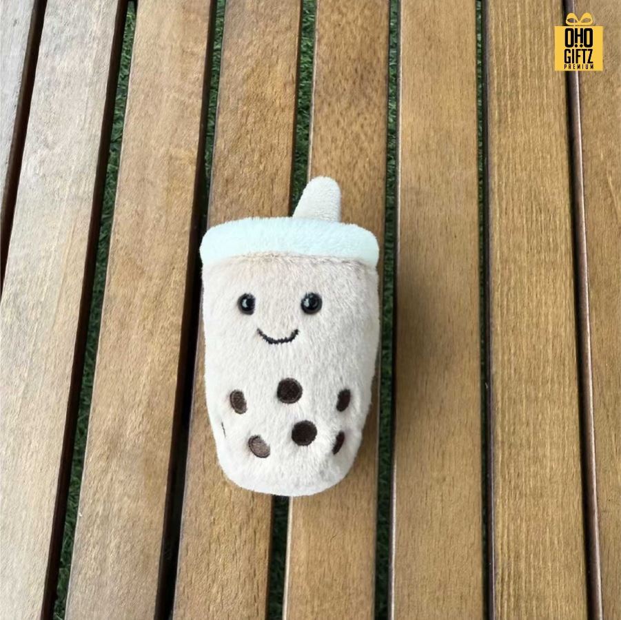 พวงกุญแจตุ๊กตาชานมไข่มุก สกรีนโลโก้ ทำเป็นของพรีเมี่ยม ของชำร่วยได้