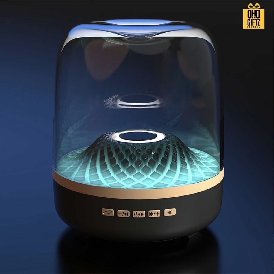 ลำโพงบลูทูธไร้สาย มีแสงไฟสวยงาม สกรีนโลโก้ สกรีนชื่อร้านทำเป็นของพรีเมี่ยมได้ 