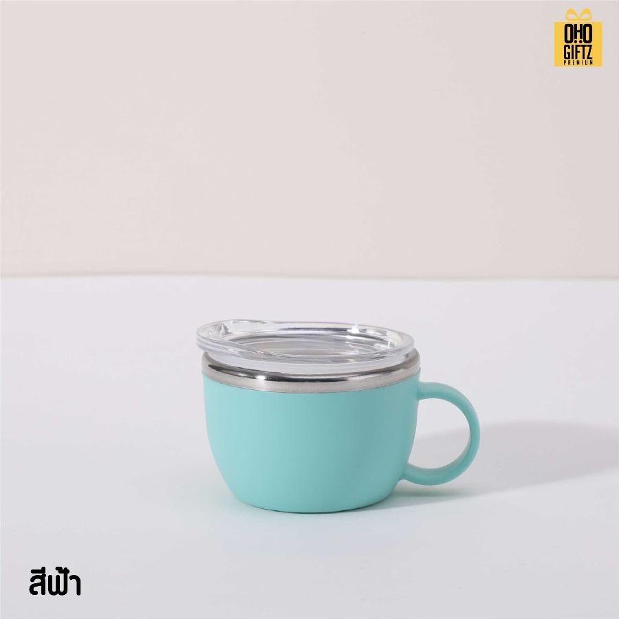 แก้วน้ำสแตนเลสจิ๋ว มีหูจับ ขนาด 3oz สกรีนโลโก้ ทำเป็นของพรีเมี่ยมได้