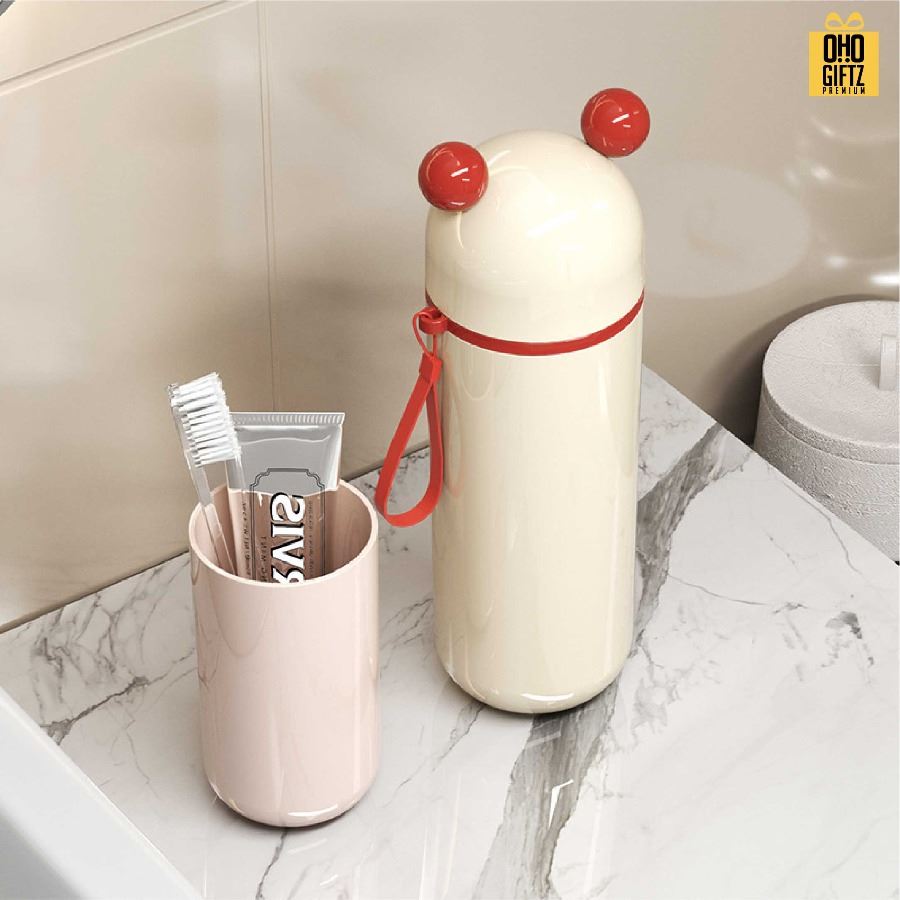 กระบอกใส่แปรงสีฟัน ยาสีพัน แบบพกพา สกรีนชื่อ สกรีนโลโก้  ทำเป็นของพรีเมี่ยมได้