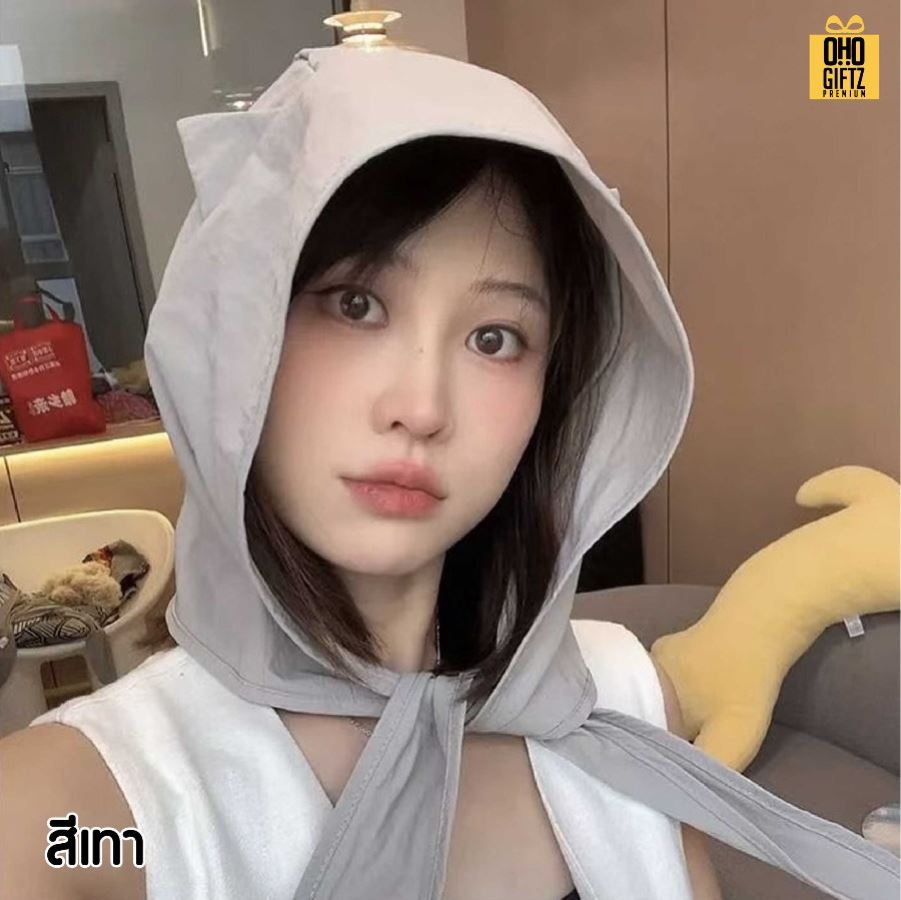 หมวกผ้าหูแมวกันแดด สกรีนโลโก้ ทำเป็นของพรีเมี่ยม ของที่ระลึกได้