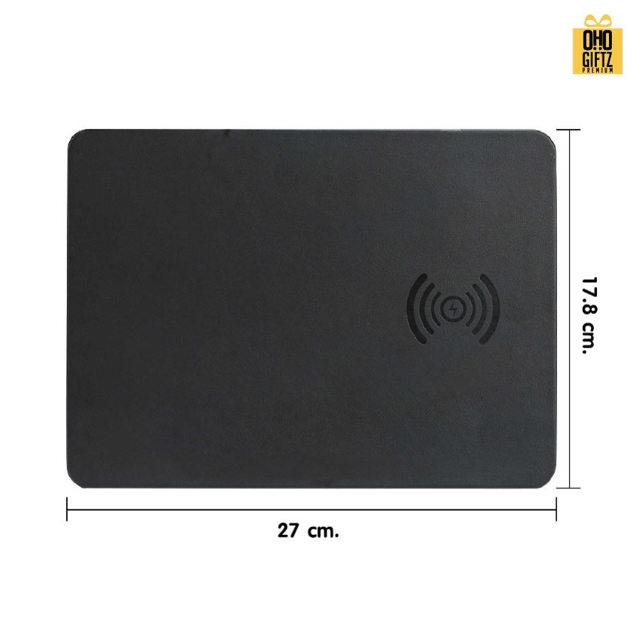 แผ่นรองเม้าส์พร้อมที่ชาร์จมือถือไร้สาย สกรีนโลโก้  ทำเป็นของพรีเมี่ยมได้
