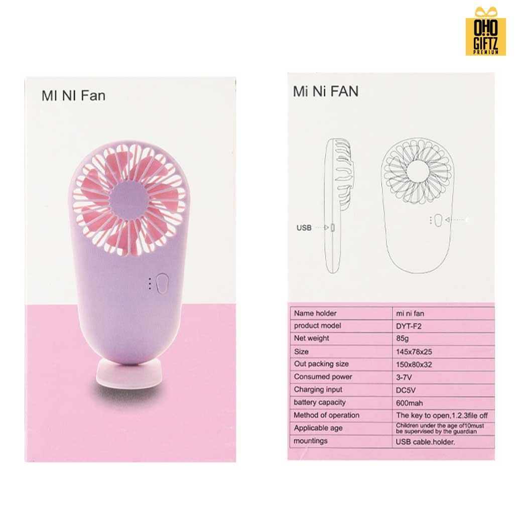 พัดลมพกพาชาร์จ USB ได้มีขาตั้ง สกรีนโลโก้ ทำเป็นของพรีเมี่ยม