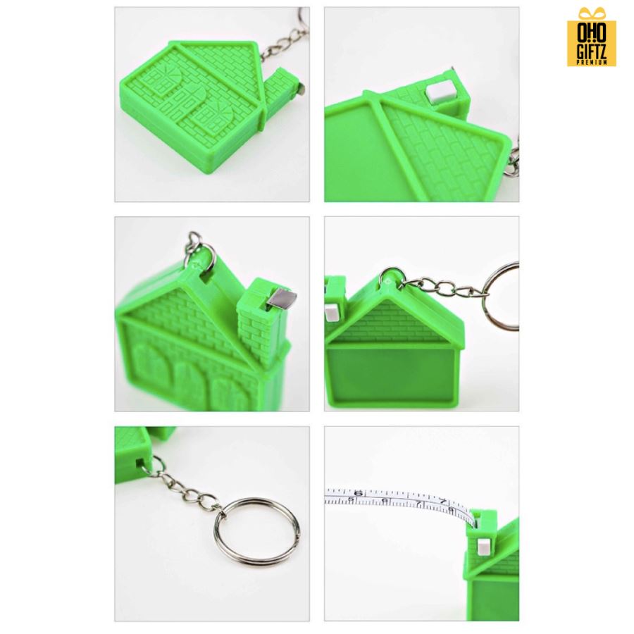 พวงกุญแจสายวัดขนาดเล็กทรงบ้านสี่เหลี่ยม พร้อมสกรีนภาพโลโก้ ทำของพรีเมี่ยมได้