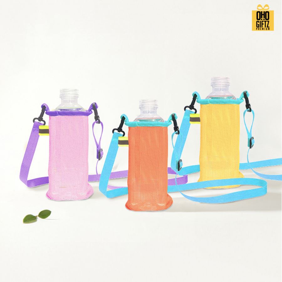 กระเป๋าสะพายตาข่ายใส่กระบอกน้ำ สกรีนโลโก้ ทำเป็นของพรีเมี่ยม ของชำร่วย ของที่ระลึก