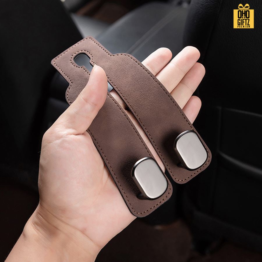 ตะขอเกี่ยวโลหะมีสายคล้องหนัง PU สกรีนโลโก้ ทำเป็นของพรีเมี่ยมได้