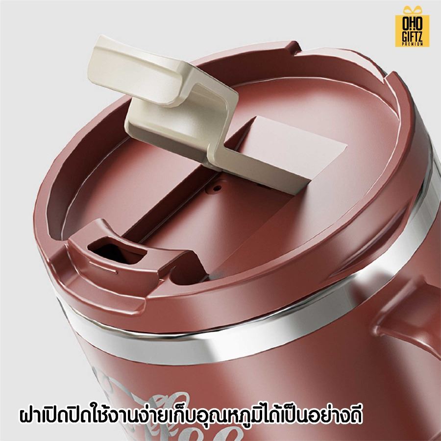 แก้วสแตนเลสพร้อมหูจับ สกรีนโลโก้ ทำเป็นของพรีเมี่ยมได้