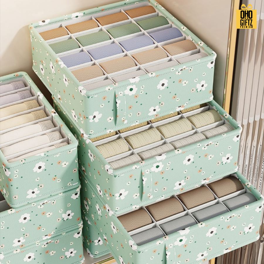กล่องจัดระเบียบชุดชั้นในและถุงเท้า สกรีนโลโก้ ทำเป็นของพรีเมี่ยม 