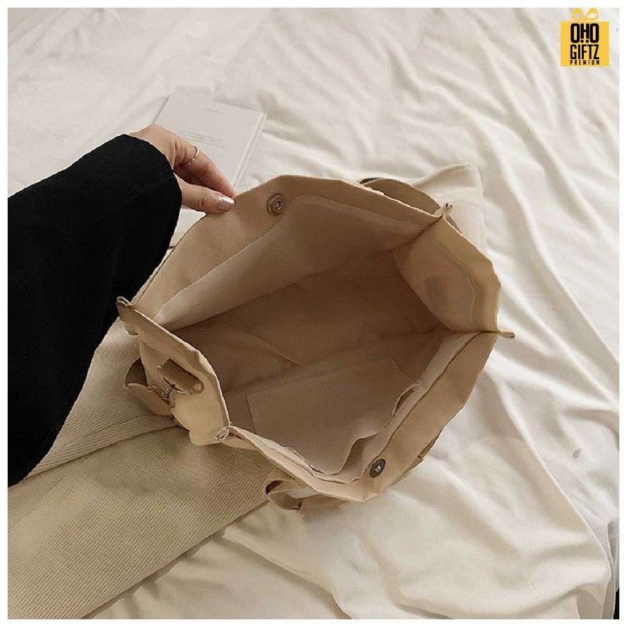 กระเป๋า Tote canvas สไตล์เกาหลี สกรีนโลโก้ ทำเป็นของพรีเมี่ยมได้