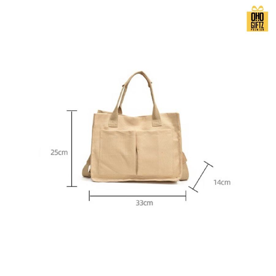 กระเป๋า Tote canvas สไตล์เกาหลี สกรีนโลโก้ ทำเป็นของพรีเมี่ยมได้