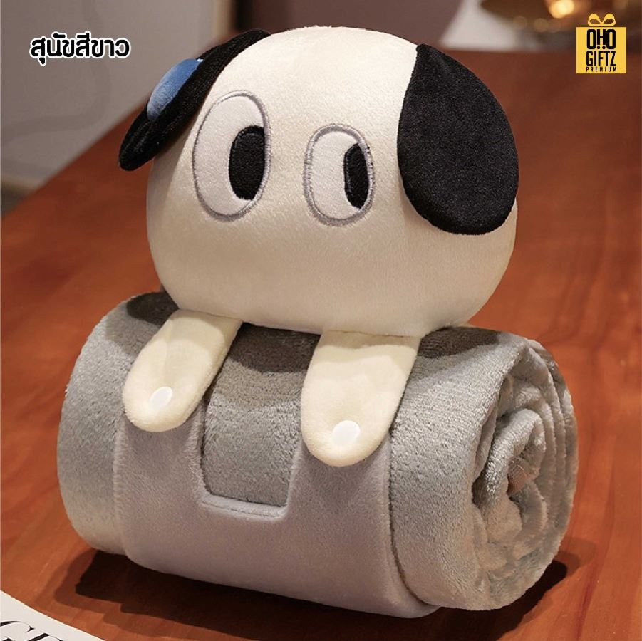 ตุ๊กตาผ้าห่มม้วน สกรีนโลโก้ ติดลาเบล ทำเป็นของพรีเมี่ยมได้