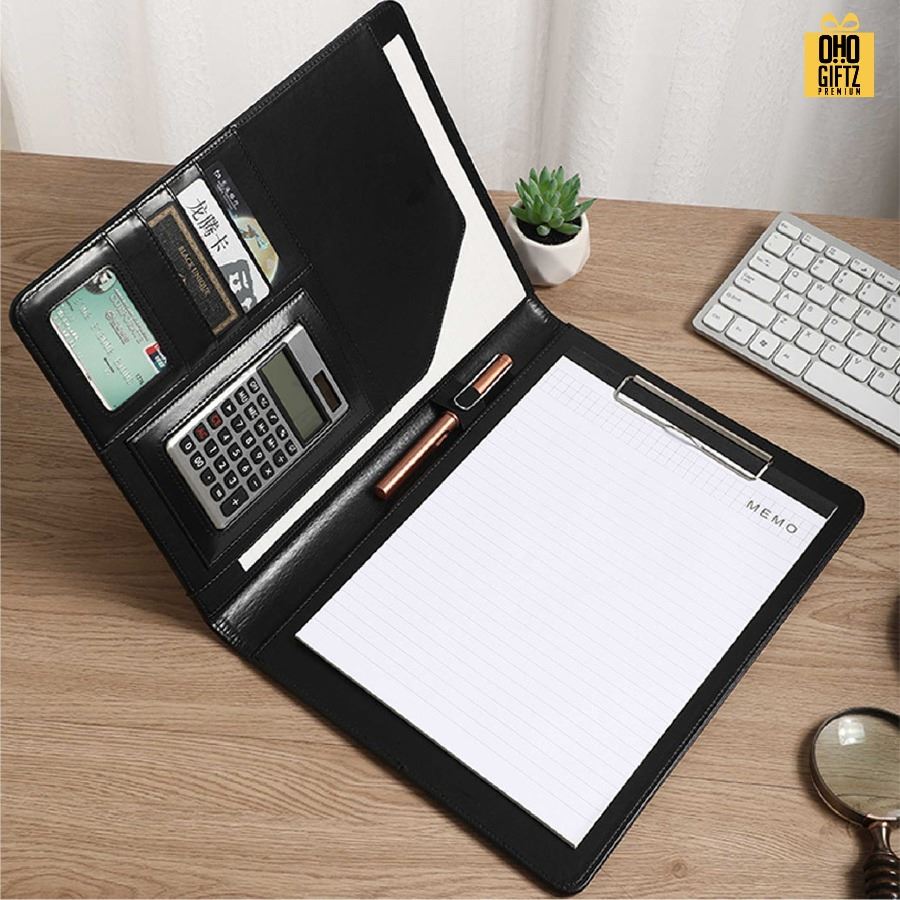 แฟ้มเอกสารนักธุรกิจ PU สกรีนโลโก้ ทำเป็นของพรีเมี่ยม ของชำร่วย