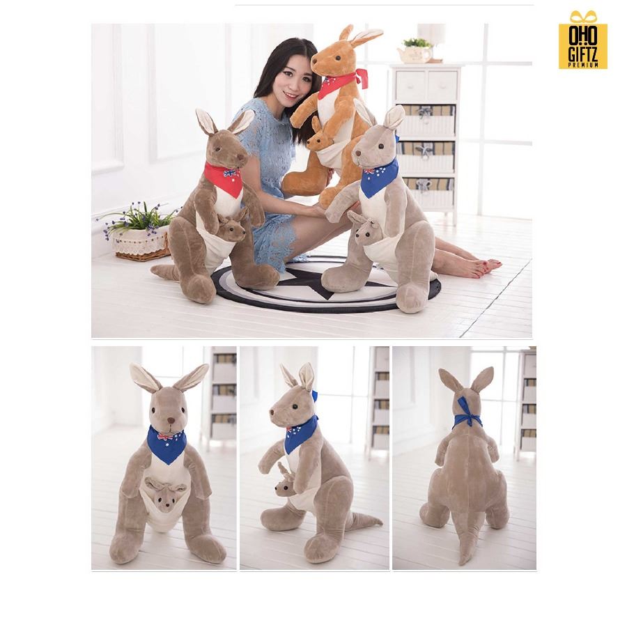 ตุ๊กตาจิงโจ้แม่ลูก สกรีนโลโก้ผ้าพันคอได้ สกรีนโลโก้ ทำเป็นของพรีเมี่ยมได้ 