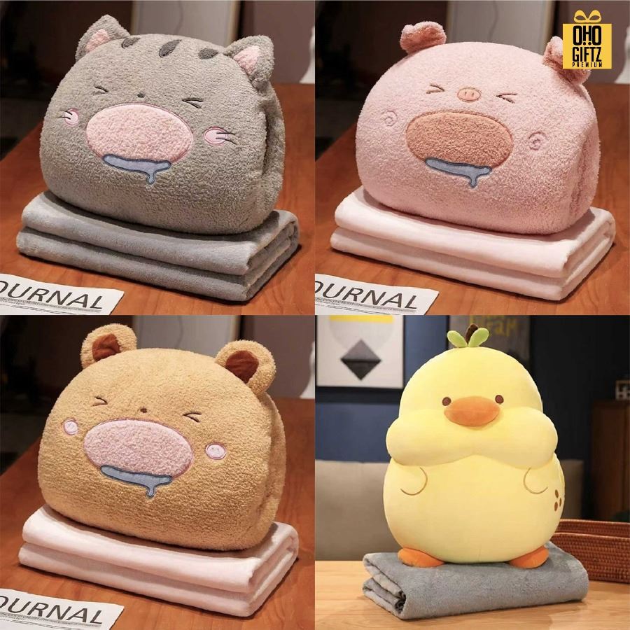 ตุ๊กตาหมอนผ้าห่ม รับผลิตดีไซน์ตามต้องการ สกรีนโลโก้  ติดลาเบล ทำเป็นของพรีเมี่ยมได้