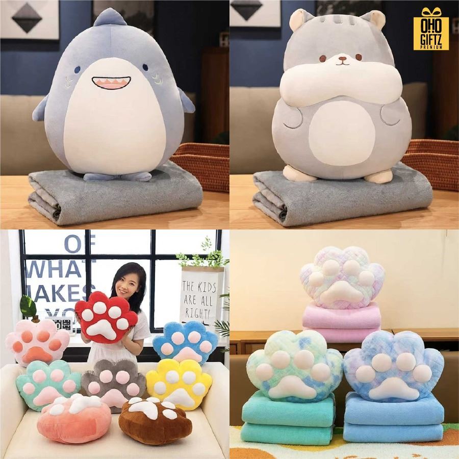 ตุ๊กตาหมอนผ้าห่ม รับผลิตดีไซน์ตามต้องการ สกรีนโลโก้  ติดลาเบล ทำเป็นของพรีเมี่ยมได้