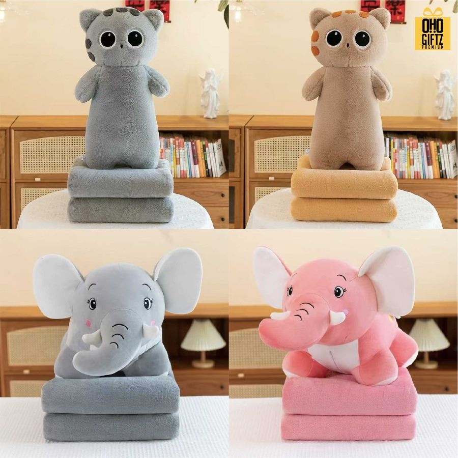 ตุ๊กตาหมอนผ้าห่ม รับผลิตดีไซน์ตามต้องการ สกรีนโลโก้  ติดลาเบล ทำเป็นของพรีเมี่ยมได้