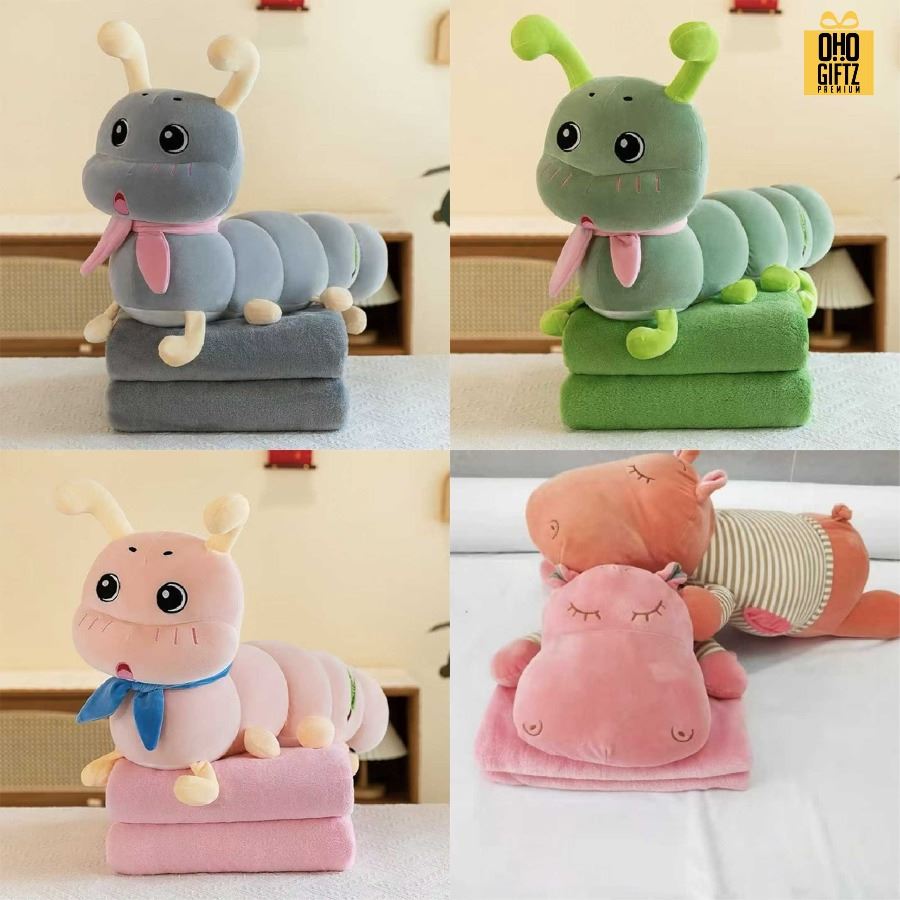 ตุ๊กตาหมอนผ้าห่ม รับผลิตดีไซน์ตามต้องการ สกรีนโลโก้  ติดลาเบล ทำเป็นของพรีเมี่ยมได้