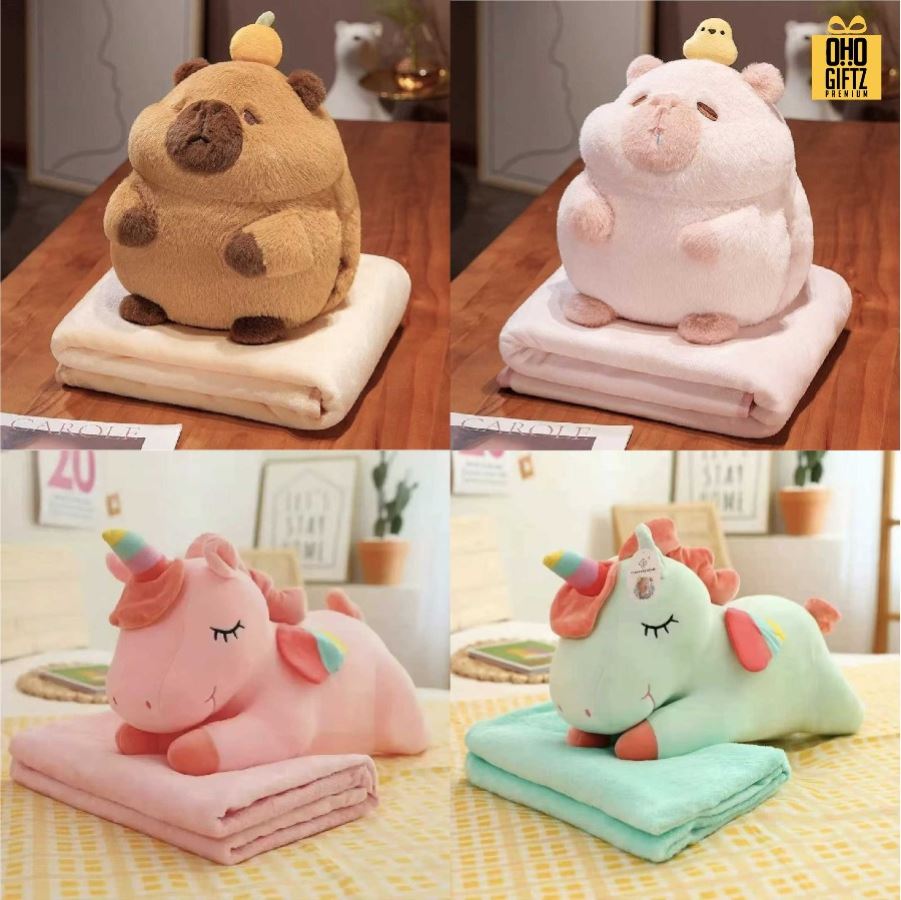 ตุ๊กตาหมอนผ้าห่ม รับผลิตดีไซน์ตามต้องการ สกรีนโลโก้  ติดลาเบล ทำเป็นของพรีเมี่ยมได้