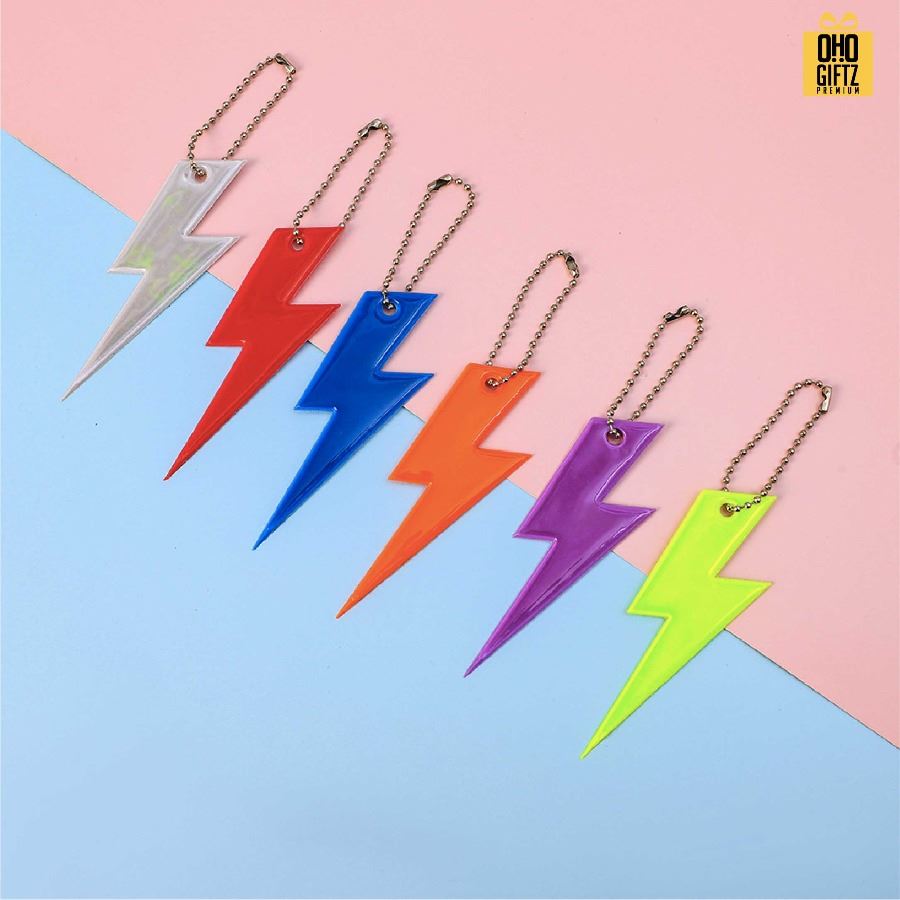 พวงกุญแจสะท้อนแทงทรงสายฟ้า PVC สกรีนโลโก้ ทำเป็นของพรีเมี่ยม ของชำร่วยได้