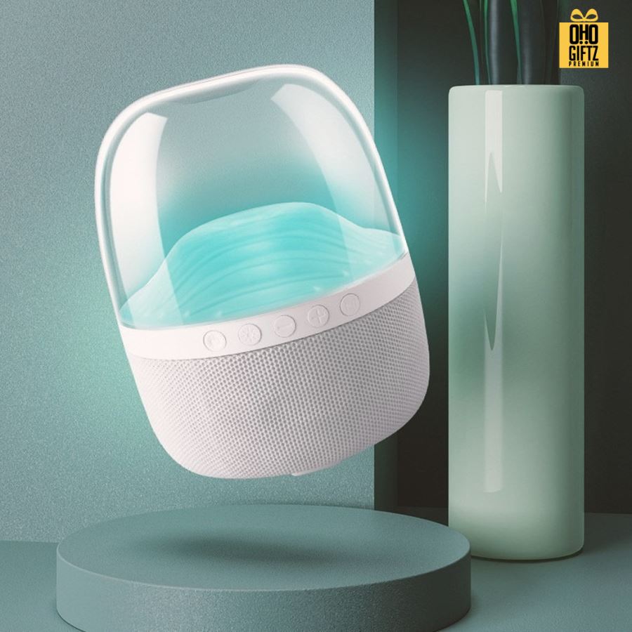 ลำโพงบลูทูธไร้สาย มีไฟสวยงาม สกรีนโลโก้ สกรีนชื่อร้านทำเป็นของพรีเมี่ยมได้ 