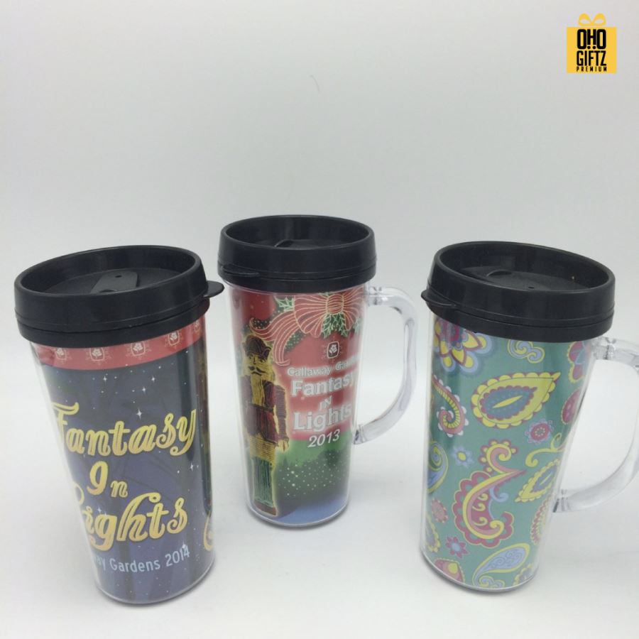 ถ้วยพลาสติกมีหู ใส่ภาพได้ไม่จำกัดสี สกรีนโลโก้ ทำเป็นของพรีเมี่ยมได้