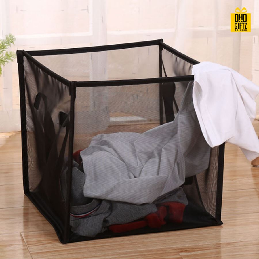 ตะกร้าผ้าพับได้ สกรีนโลโก้  ทำเป็นของพรีเมี่ยมได้