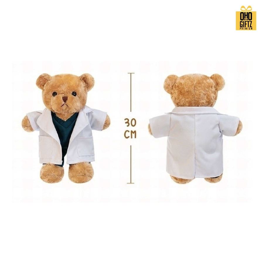 ตุ๊กตาหมีชุดแพทย์ สกรีนโลโก้ ทำเป็นของพรีเมี่ยมได้ 