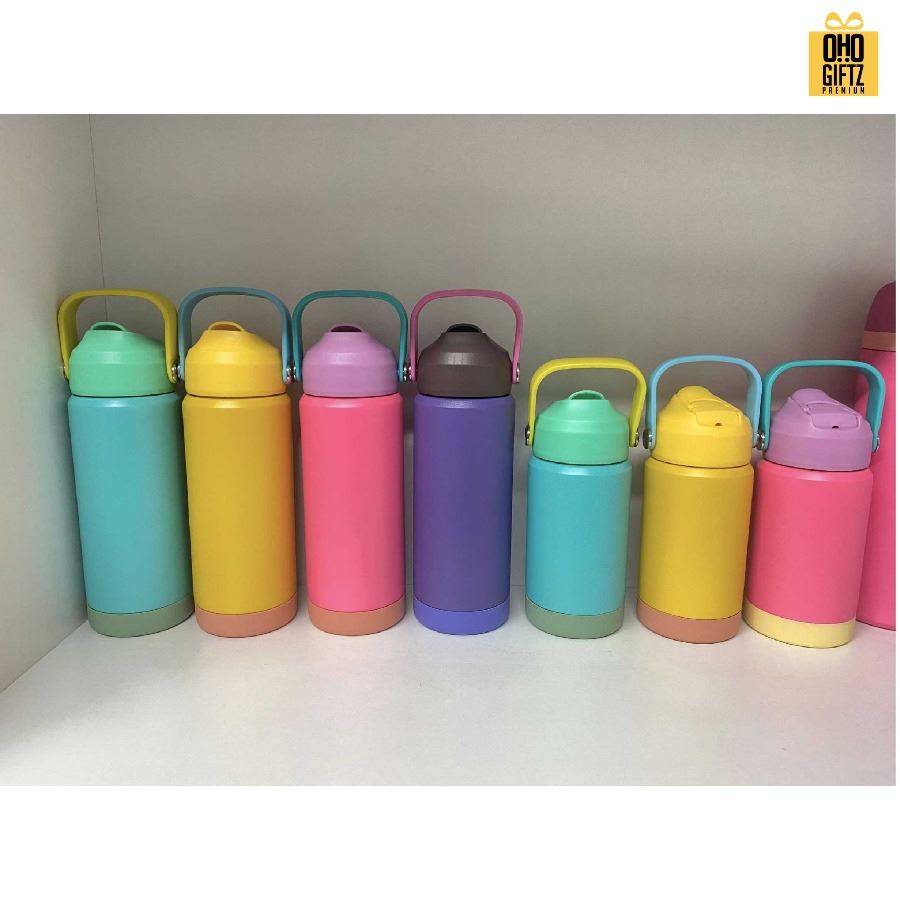 กระบอกสแตนเลสมีก้นรองซิลิโคน Colourful สกรีนโลโก้ ทำเป็นของพรีเมี่ยมได้