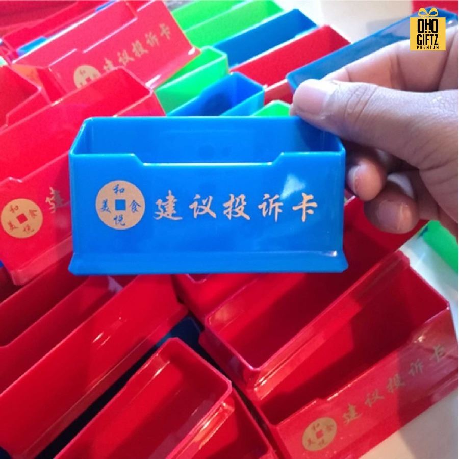 กล่องใส่นามบัตรตั้งโต๊ะ สกรีนโลโก้ ทำของพรีเมี่ยมได้