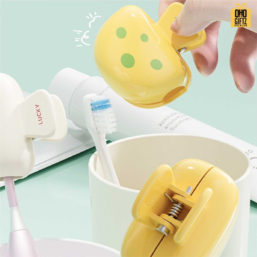 คลิปหนีบเก็บหัวแปรงสีฟัน รูปเห็ด สกรีนชื่อ สกรีนโลโก้  ทำเป็นของพรีเมี่ยมได้