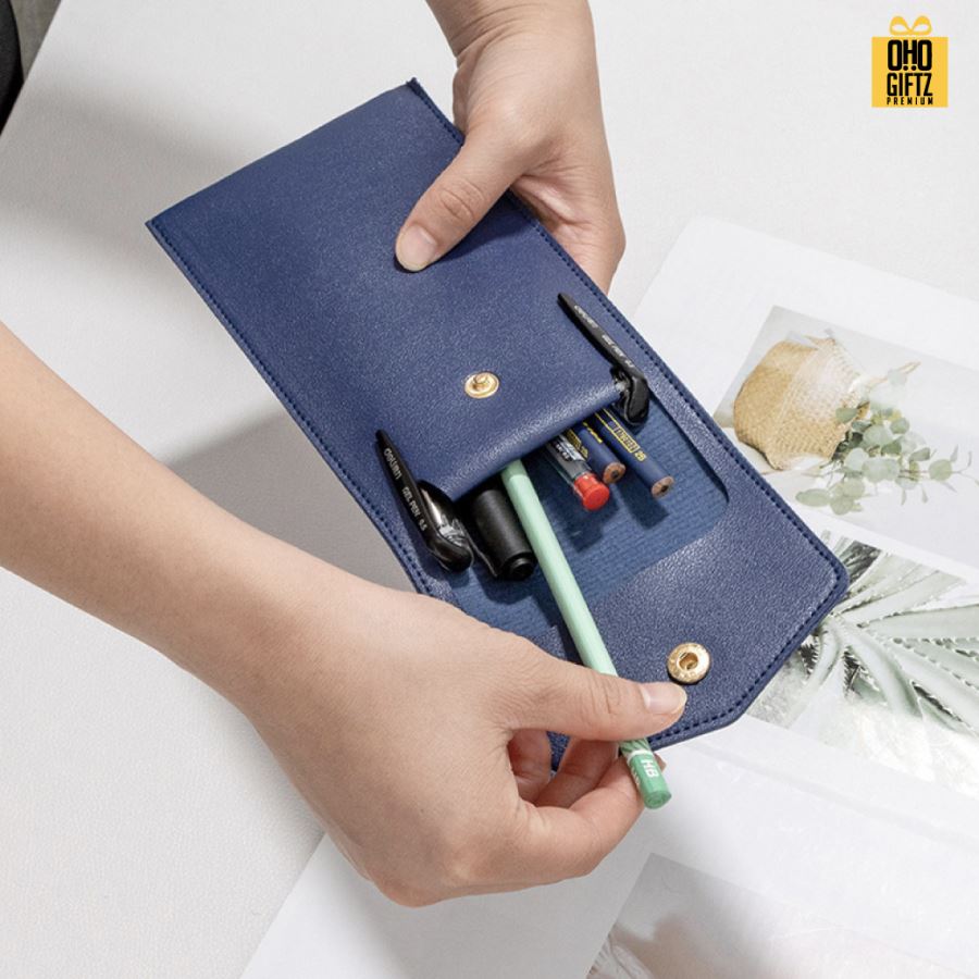 กระเป๋าเครื่องเขียนแบบพกพา PU สกรีนโลโก้  ทำเป็นของพรีเมี่ยม