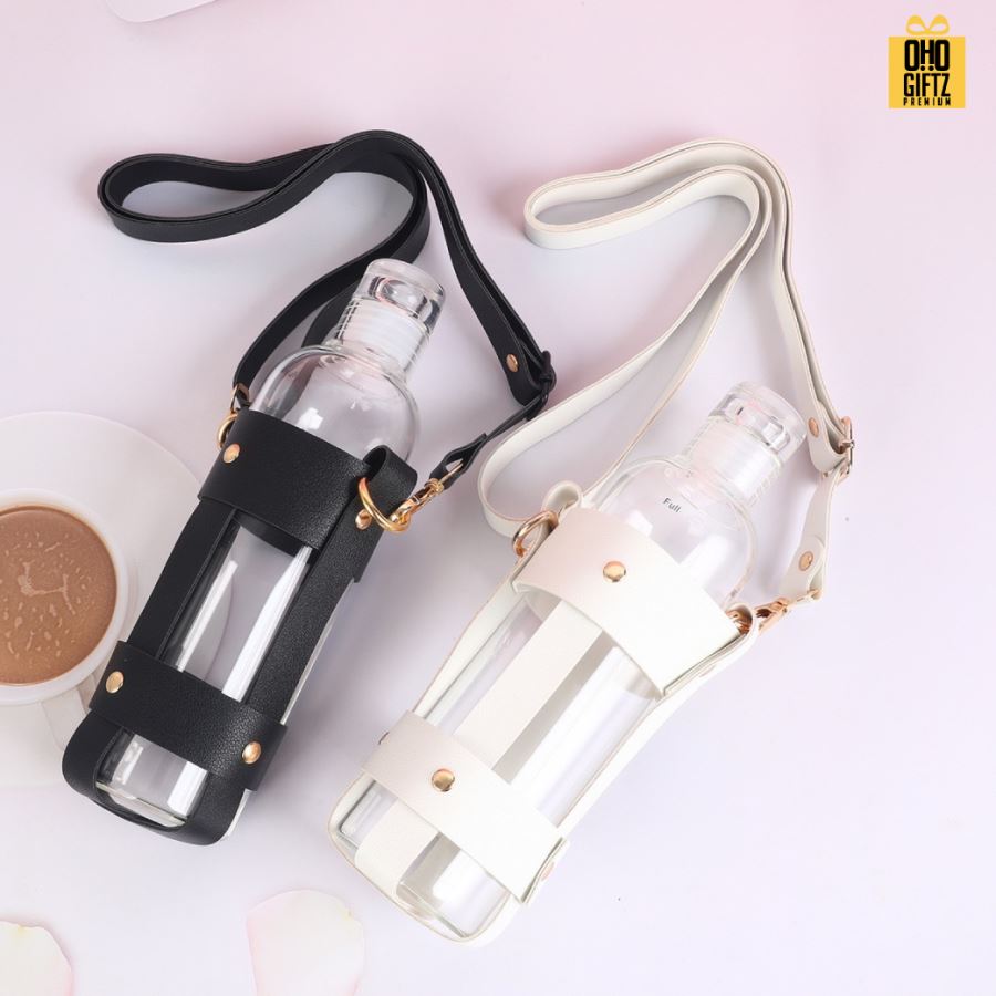 สายสะพายหิ้วขวดปลอกหนัง สกรีนโลโก้ ทำเป็นของพรีเมี่ยม ของชำร่วย ของที่ระลึก