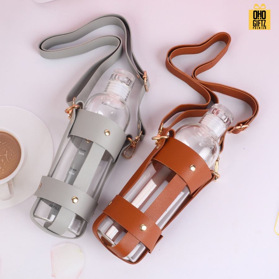 สายสะพายหิ้วขวดปลอกหนัง สกรีนโลโก้ ทำเป็นของพรีเมี่ยม ของชำร่วย ของที่ระลึก