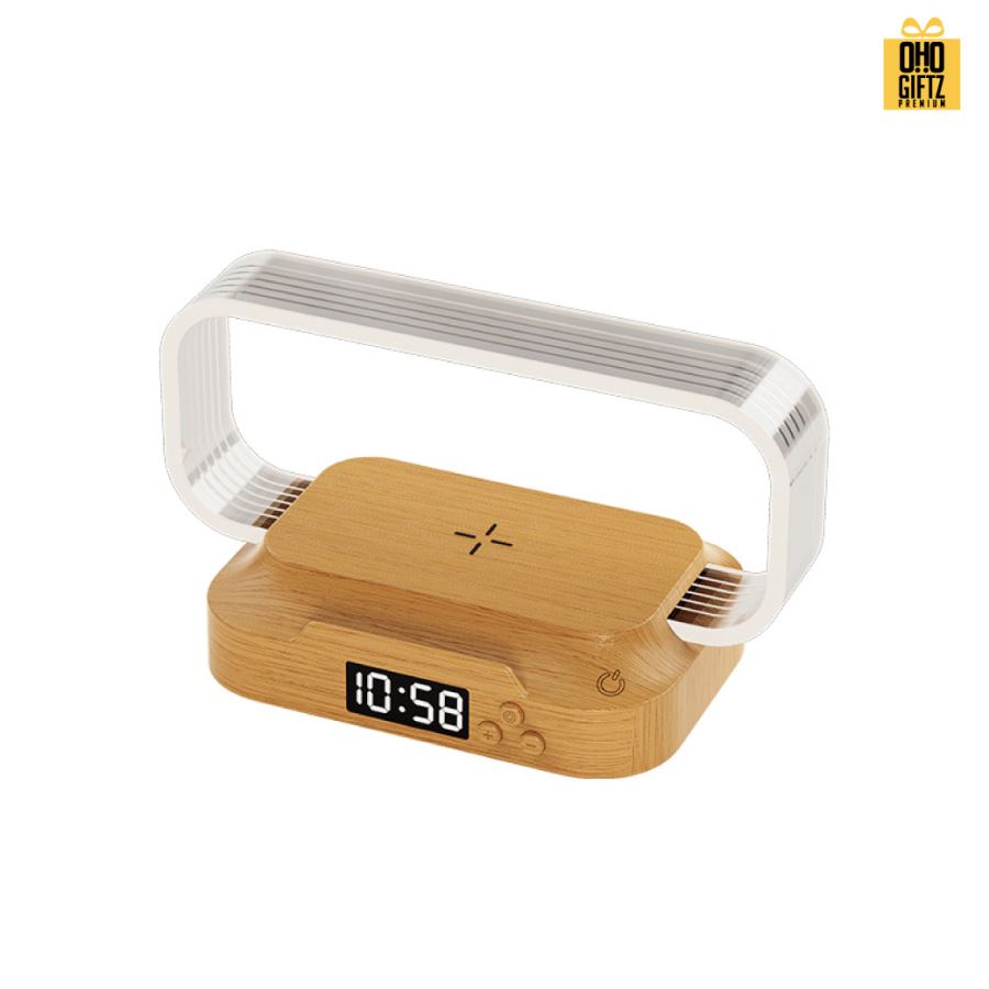 นาฬิกาโคมไฟ ชาร์จมือถือไร้สาย สกรีนชื่อ สกรีนโลโก้ ทำเป็นของพรีเมี่ยมได้ 