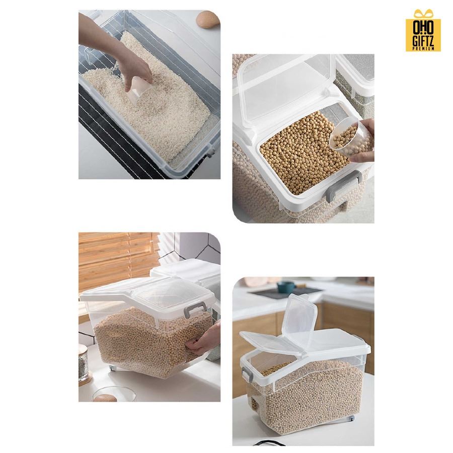 ถังใส่ข้าวสาร สกรีนโลโก้ ทำเป็นของพรีเมี่ยมได้