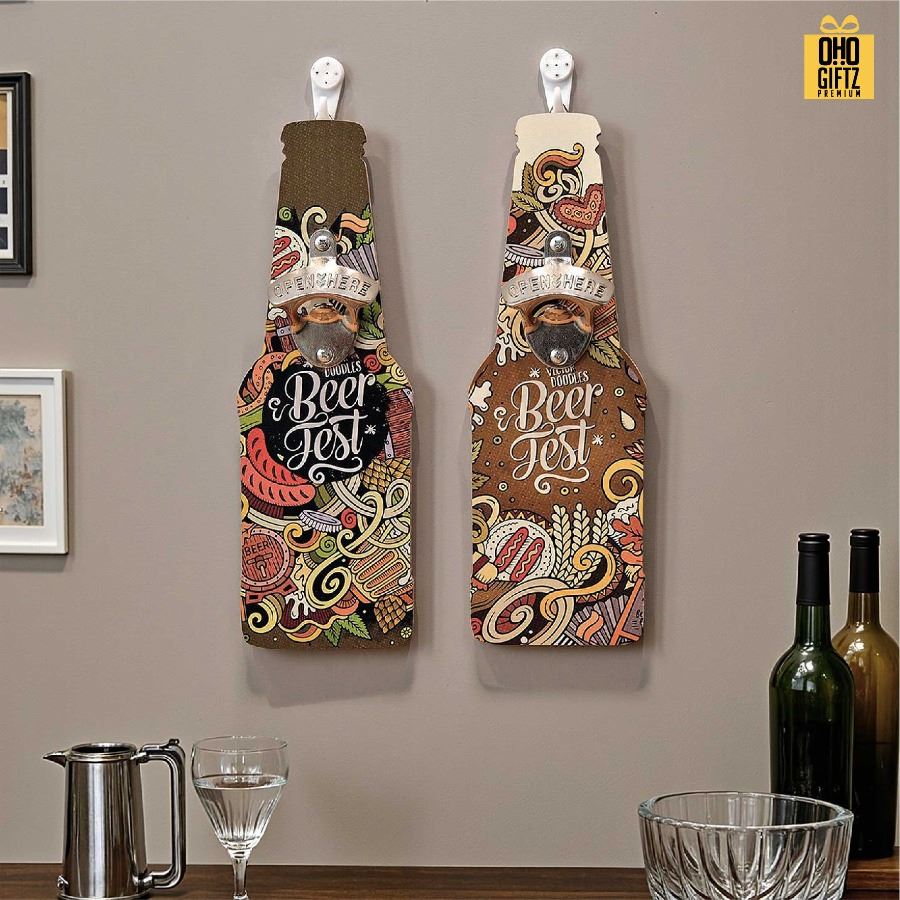 ที่เปิดขวดไม้ทรงขวด สกรีนไม่จำกัดสี สกรีนโลโก้ ทำเป็นของพรีเมี่ยมได้