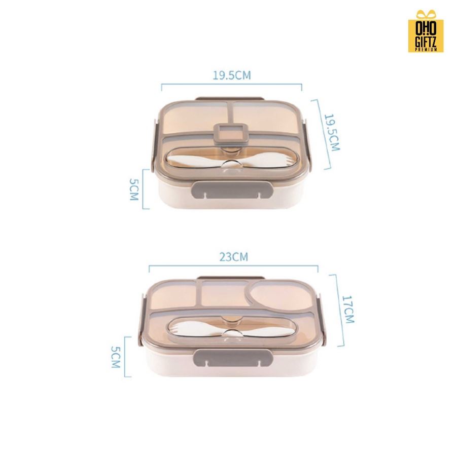 กล่องข้าวพร้อมช้อน ใบใหญ่ สกรีนโลโก้ ทำเป็นของพรีเมี่ยมได้