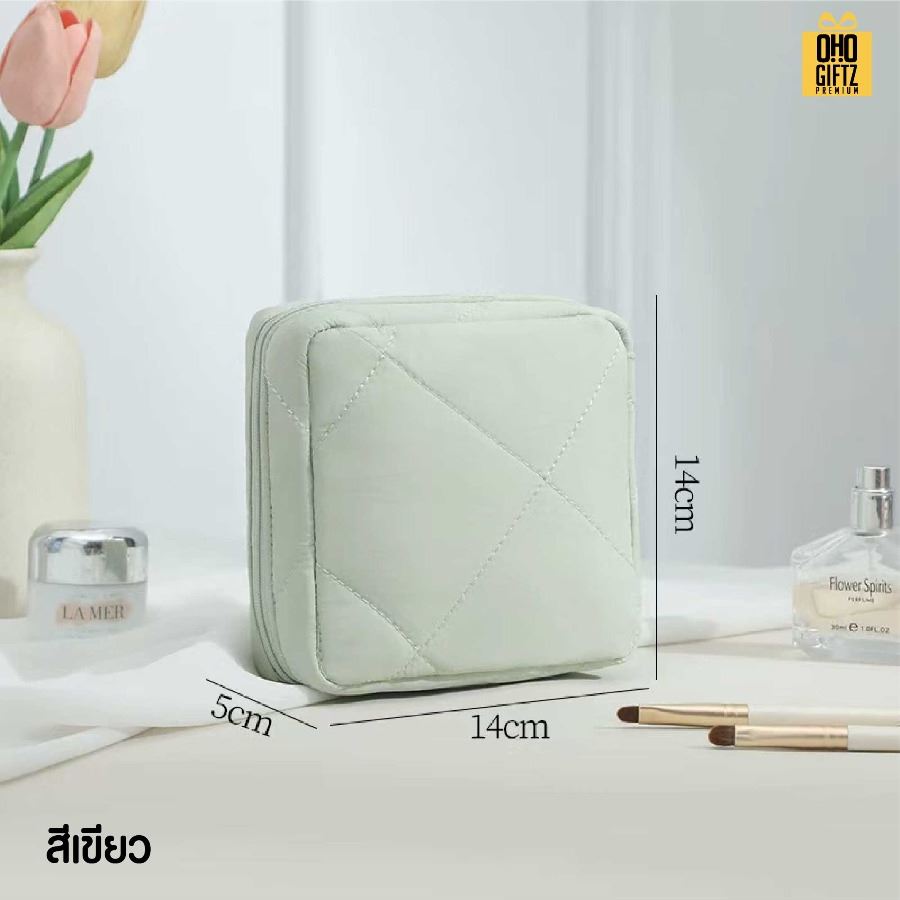 กระเป๋าเครื่องสำอาง Puffy สกรีนโลโก้ ทำเป็นของพรีเมี่ยมได้