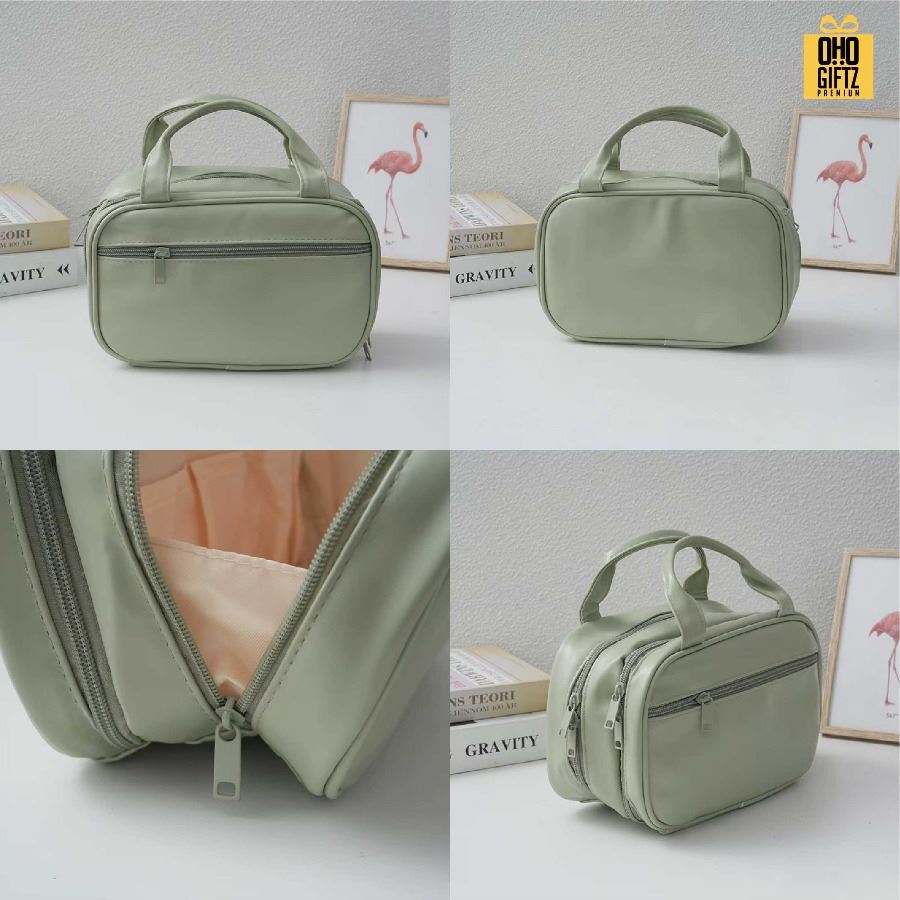 กระเป๋าเครื่องสำอาง PU ขนาดใหญ่ สกรีนโลโก้ ทำเป็นของพรีเมี่ยมได้