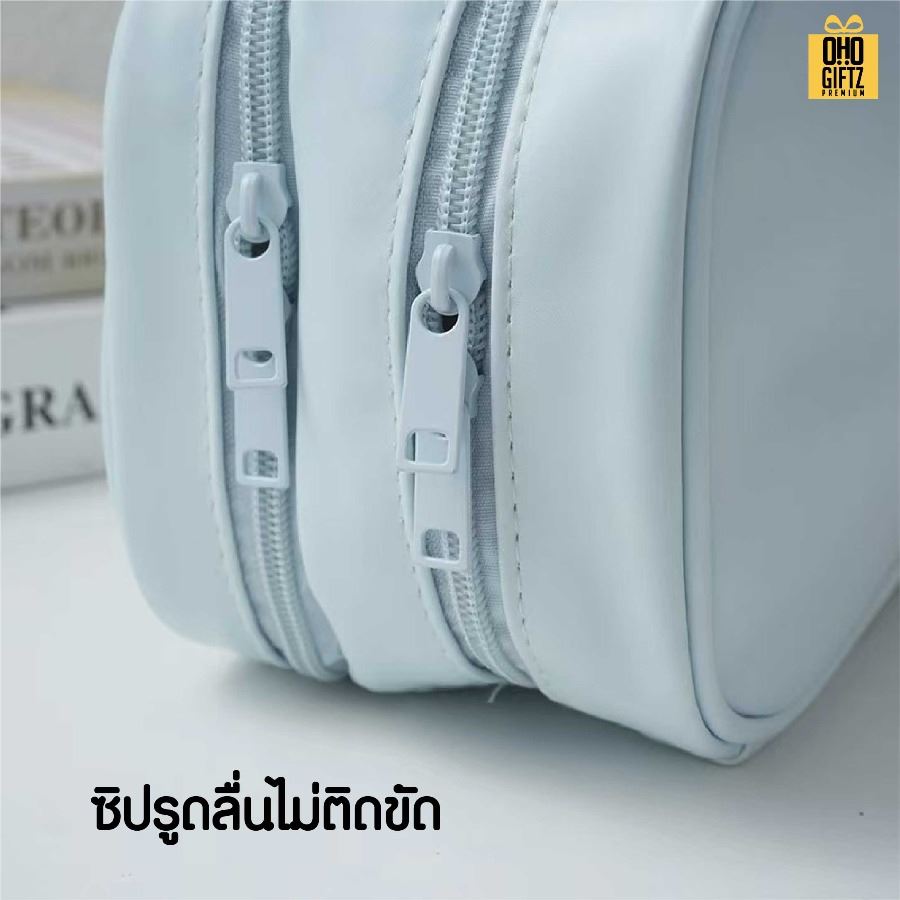 กระเป๋าเครื่องสำอาง PU ขนาดใหญ่ สกรีนโลโก้ ทำเป็นของพรีเมี่ยมได้