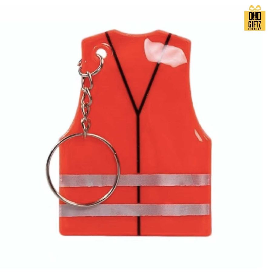 พวงกุญแจเสื้อกั๊กสะท้อนแสง สกรีนโลโก้ ทำเป็นของพรีเมี่ยม ของชำร่วยได้