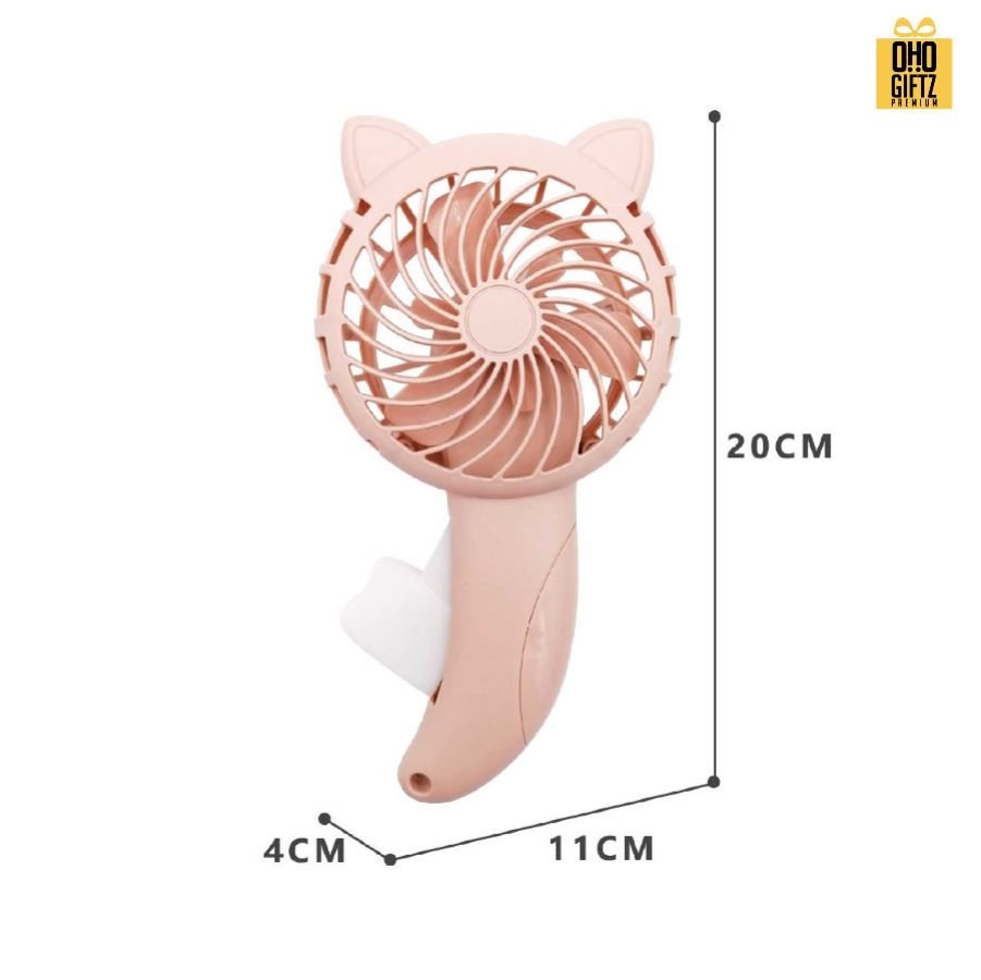 พัดลมหูแมวกดมือไม่ต้องใช้ถ่าน สกรีนโลโก้ ทำเป็นของพรีเมี่ยม