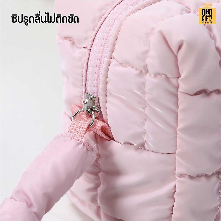 กระเป๋าเครื่องสำอางผ้าบุนวม ผลิตโลโก้ ติดลาเบล ทำเป็นของพรีเมี่ยม
