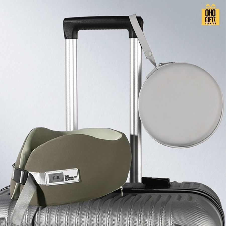 หมอนรองคอเมมโมรี่โฟมพับเก็บพร้อมกล่อง สกรีนชื่อ สกรีนโลโก้ ทำเป็นของพรีเมี่ยมได้