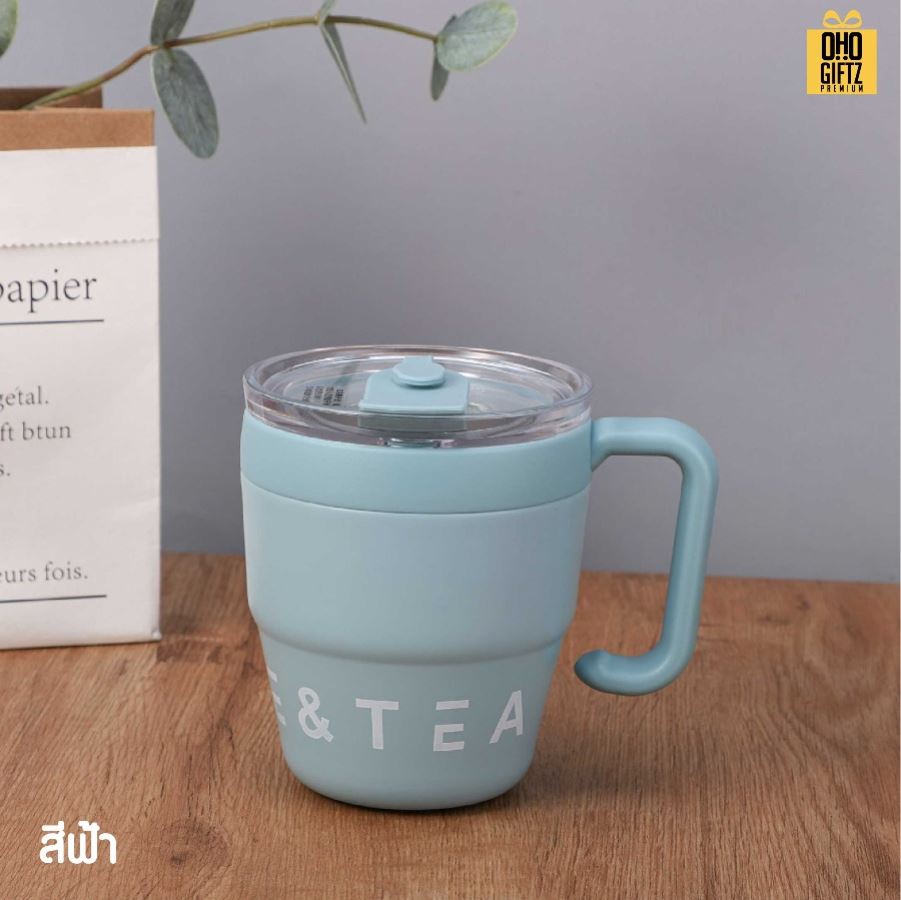 แก้วน้ำสแตนเลส Tea cup สกรีนโลโก้ ทำเป็นของพรีเมี่ยมได้