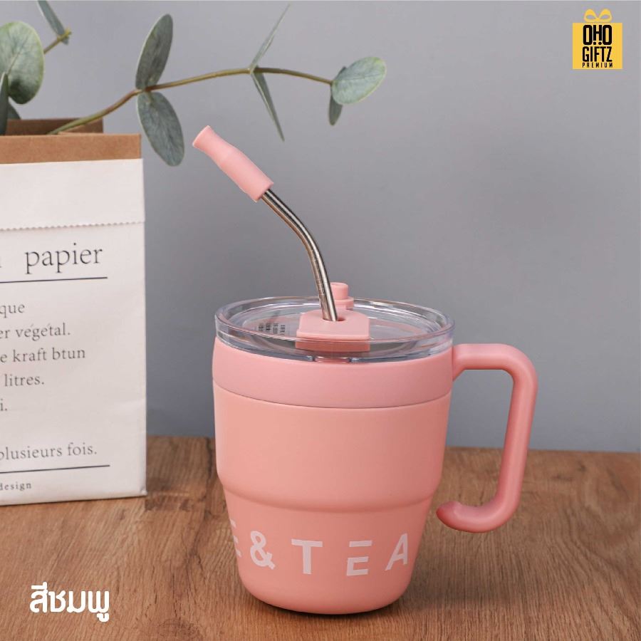 แก้วน้ำสแตนเลส Tea cup สกรีนโลโก้ ทำเป็นของพรีเมี่ยมได้